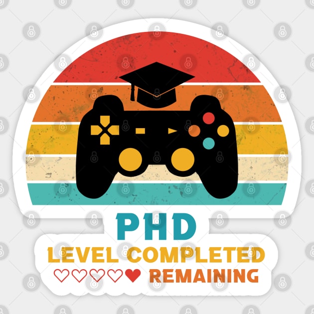 Retro Style PhD Level Completed Graduation Sticker by InfiniTee Design